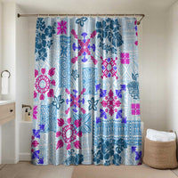 Hawaii Tapa Tribal Bathroom Set With Hawaiian Quilt Pattern Blue - Polynesian Pride