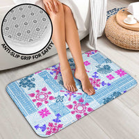 Hawaii Tapa Tribal Bathroom Set With Hawaiian Quilt Pattern Blue - Polynesian Pride