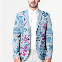 Hawaii Tapa Tribal Blazer With Hawaiian Quilt Pattern Blue - Polynesian Pride