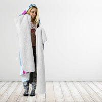 Hawaii Tapa Tribal Hooded Blanket With Hawaiian Quilt Pattern Blue LT9 - Polynesian Pride