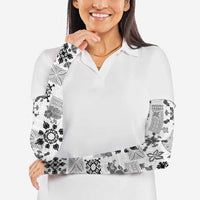 Hawaii Tapa Tribal Arm Sleeves With Hawaiian Quilt Pattern Black LT9 - Polynesian Pride