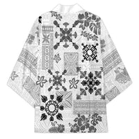 Hawaii Tapa Tribal Kimono With Hawaiian Quilt Pattern Black - Polynesian Pride