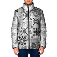 Hawaii Tapa Tribal Padded Jacket With Hawaiian Quilt Pattern Black - Polynesian Pride