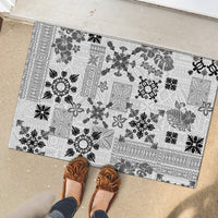 Hawaii Tapa Tribal Rubber Doormat With Hawaiian Quilt Pattern Black LT9 - Polynesian Pride
