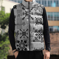 Hawaii Tapa Tribal Sleeveless Puffer Jacket With Hawaiian Quilt Pattern Black - Polynesian Pride