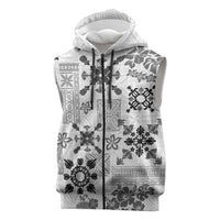 Hawaii Tapa Tribal Sleeveless Zip Hoodie With Hawaiian Quilt Pattern Black LT9 Black - Polynesian Pride