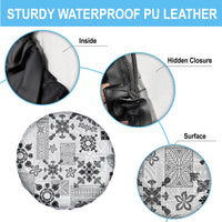 Hawaii Tapa Tribal Spare Tire Cover With Hawaiian Quilt Pattern Black LT9 - Polynesian Pride