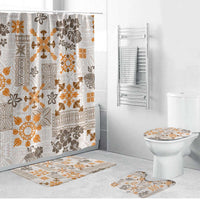Hawaii Tapa Tribal Bathroom Set With Hawaiian Quilt Pattern Gold - Polynesian Pride