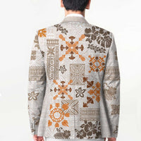 Hawaii Tapa Tribal Blazer With Hawaiian Quilt Pattern Gold - Polynesian Pride