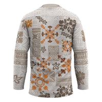 Hawaii Tapa Tribal Hockey Jersey With Hawaiian Quilt Pattern Gold LT9 - Polynesian Pride