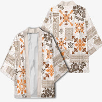 Hawaii Tapa Tribal Kimono With Hawaiian Quilt Pattern Gold - Polynesian Pride