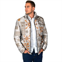 Hawaii Tapa Tribal Padded Jacket With Hawaiian Quilt Pattern Gold - Polynesian Pride