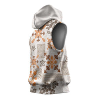Hawaii Tapa Tribal Sleeveless Hoodie With Hawaiian Quilt Pattern Gold LT9 - Polynesian Pride