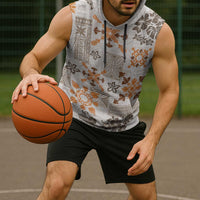 Hawaii Tapa Tribal Sleeveless Hoodie With Hawaiian Quilt Pattern Gold LT9 - Polynesian Pride