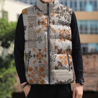 Hawaii Tapa Tribal Sleeveless Puffer Jacket With Hawaiian Quilt Pattern Gold - Polynesian Pride