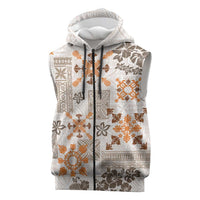Hawaii Tapa Tribal Sleeveless Zip Hoodie With Hawaiian Quilt Pattern Gold LT9 Gold - Polynesian Pride
