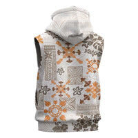 Hawaii Tapa Tribal Sleeveless Zip Hoodie With Hawaiian Quilt Pattern Gold - Polynesian Pride