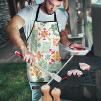 Hawaii Tapa Tribal Apron With Hawaiian Quilt Pattern Green - Polynesian Pride