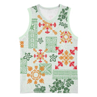 Hawaii Tapa Tribal Basketball Jersey With Hawaiian Quilt Pattern Green LT9 Unisex Green - Polynesian Pride