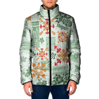 Hawaii Tapa Tribal Padded Jacket With Hawaiian Quilt Pattern Green - Polynesian Pride