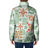 Hawaii Tapa Tribal Padded Jacket With Hawaiian Quilt Pattern Green - Polynesian Pride