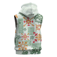 Hawaii Tapa Tribal Sleeveless Zip Hoodie With Hawaiian Quilt Pattern Green LT9 - Polynesian Pride