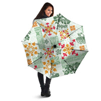 Hawaii Tapa Tribal Umbrella With Hawaiian Quilt Pattern Green - Polynesian Pride