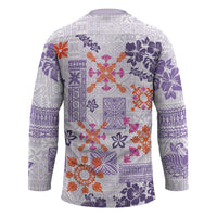 Hawaii Tapa Tribal Hockey Jersey With Hawaiian Quilt Pattern Violet - Polynesian Pride