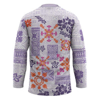 Hawaii Tapa Tribal Hockey Jersey With Hawaiian Quilt Pattern Violet LT9 - Polynesian Pride
