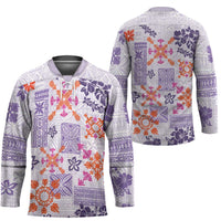 Hawaii Tapa Tribal Hockey Jersey With Hawaiian Quilt Pattern Violet LT9 - Polynesian Pride