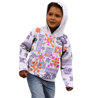 Hawaii Tapa Tribal Kid Hoodie With Hawaiian Quilt Pattern Violet LT9 - Polynesian Pride