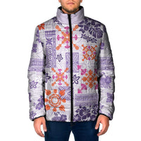Hawaii Tapa Tribal Padded Jacket With Hawaiian Quilt Pattern Violet - Polynesian Pride