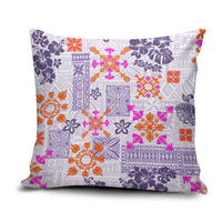 Hawaii Tapa Tribal Pillow Cover With Hawaiian Quilt Pattern Violet - Polynesian Pride