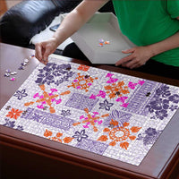 Hawaii Tapa Tribal Puzzle With Hawaiian Quilt Pattern Violet - Polynesian Pride