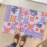 Hawaii Tapa Tribal Rubber Doormat With Hawaiian Quilt Pattern Violet LT9 - Polynesian Pride