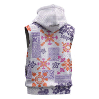 Hawaii Tapa Tribal Sleeveless Hoodie With Hawaiian Quilt Pattern Violet - Polynesian Pride