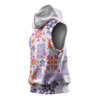 Hawaii Tapa Tribal Sleeveless Hoodie With Hawaiian Quilt Pattern Violet - Polynesian Pride