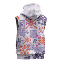 Hawaii Tapa Tribal Sleeveless Zip Hoodie With Hawaiian Quilt Pattern Violet LT9 - Polynesian Pride