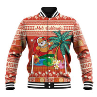 Hawaii Mele Kalikimaka Baseball Jacket Surfing Santa Funny Christmas LT9 Unisex Red - Polynesian Pride