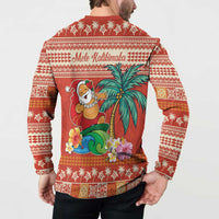 Hawaii Mele Kalikimaka Button Sweatshirt Surfing Santa Funny Christmas LT9 - Polynesian Pride
