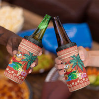 Hawaii Mele Kalikimaka 4 in 1 Can Cooler Tumbler Surfing Santa Funny Christmas