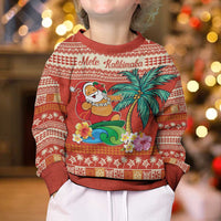 Hawaii Mele Kalikimaka Kid Ugly Christmas Sweater Surfing Santa Funny Christmas