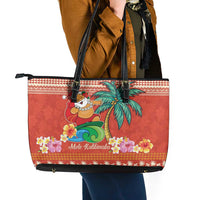 Hawaii Mele Kalikimaka Leather Tote Bag Surfing Santa Funny Christmas LT9 - Polynesian Pride