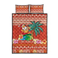 Hawaii Mele Kalikimaka Quilt Bed Set Surfing Santa Funny Christmas