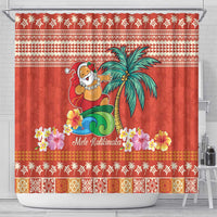 Hawaii Mele Kalikimaka Shower Curtain Surfing Santa Funny Christmas