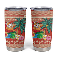 Hawaii Mele Kalikimaka Tumbler Cup Surfing Santa Funny Christmas LT9 Red - Polynesian Pride