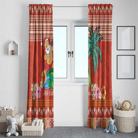Hawaii Mele Kalikimaka Window Curtain Surfing Santa Funny Christmas LT9 - Polynesian Pride