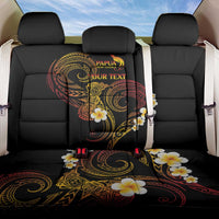 Personalised Papua New Guinea Sepik Back Car Seat Cover Plumeria Floral Tribal Pattern - Polynesian Pride
