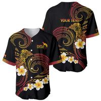 Personalised Papua New Guinea Sepik Baseball Jersey Plumeria Floral Tribal Pattern - Polynesian Pride