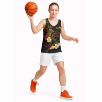 Personalised Papua New Guinea Sepik Basketball Jersey Plumeria Floral Tribal Pattern - Polynesian Pride